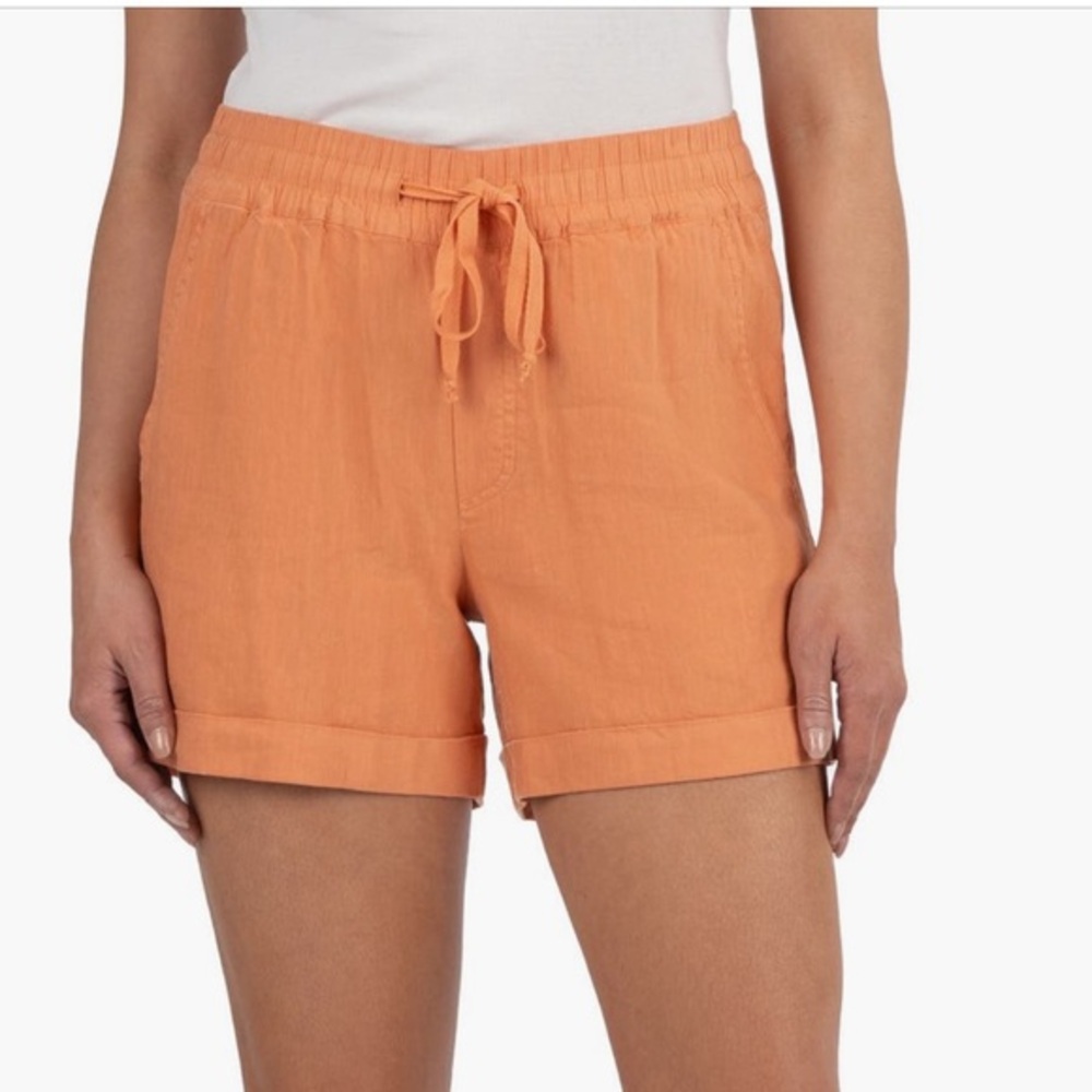 Kut from the Kloth Orange Drawstring Linen-Blend Shorts